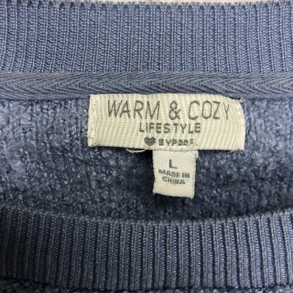 Warm and Cozy by Poof Pullover Textured Long Sleeve Size Large Blue - Picture 6 of 8